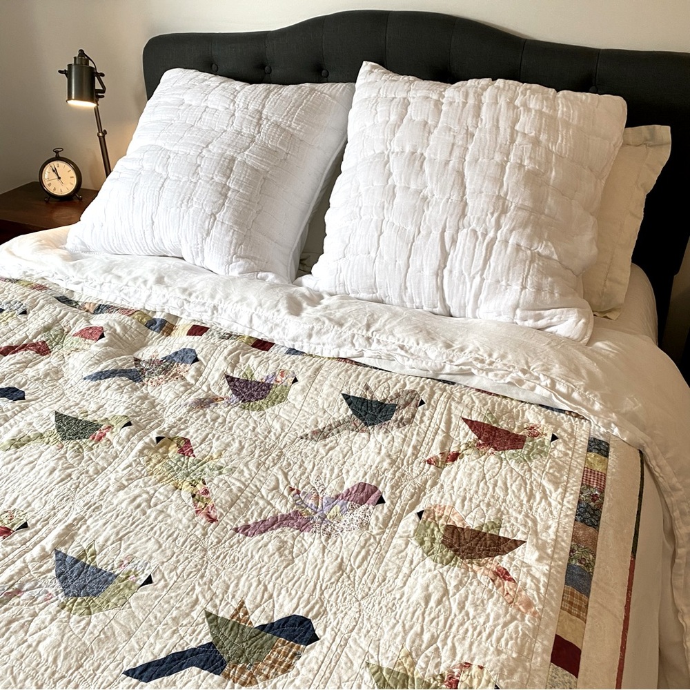 Pair of Pottery Barn Cloud Quilted Euro Shams White